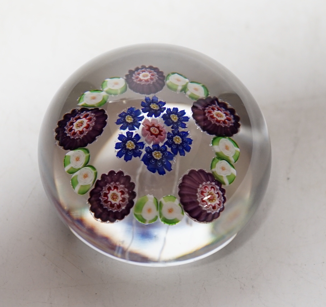 A Clichy spaced millefiori paperweight, 5cm in diameter